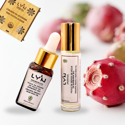 Coffret ELEXIR DE JEUNESSE Huile de Pépins de Figue de Barbarie Bio & Roll-On Contour des Yeux- 2 * 10ml soin Anti-age pour Peau Mature