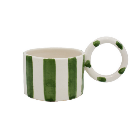 Mug vert et blanc avec anse