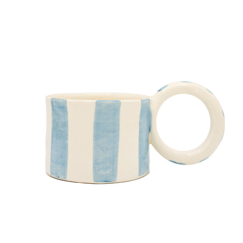Mug bleu et blanc avec anse