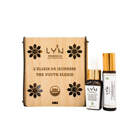 Coffret ELEXIR DE JEUNESSE Huile de Pépins de Figue de Barbarie Bio & Roll-On Contour des Yeux- 2 * 10ml soin Anti-age pour Peau Mature