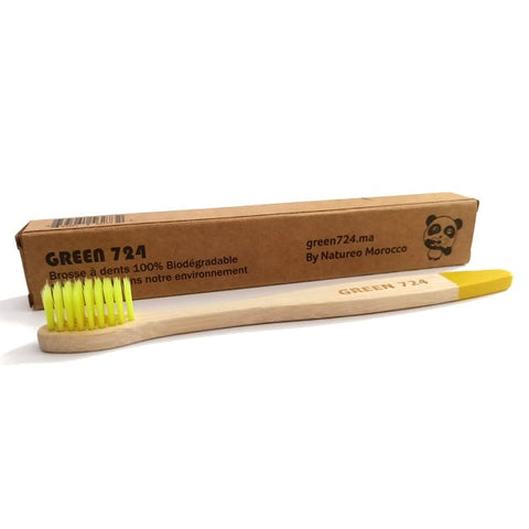 Brosse à Dents en Bambou Biodégradable – Jaune - GREEN 724