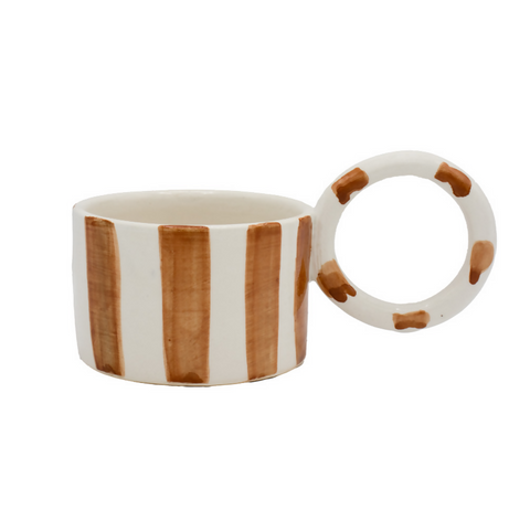 Mug marron et blanc avec anse