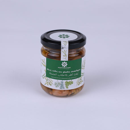 Olives vertes aux plantes aromatiques - 180g