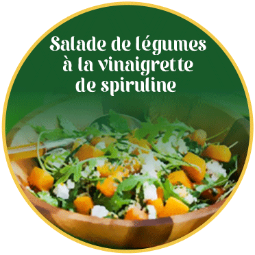 Salade de légumes à la vinaigrette de spiruline  